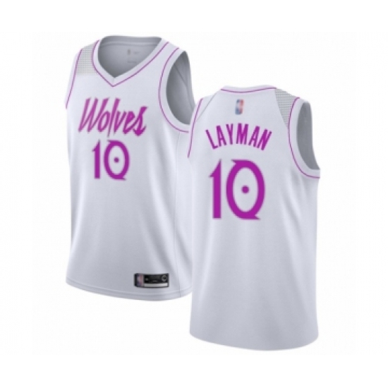 Men's Minnesota Timberwolves 10 Jake Layman White Swingman Jersey - Earned Edition