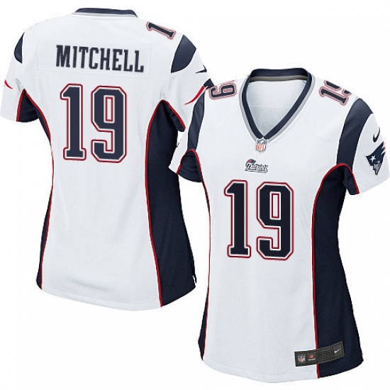 Women's Nike New England Patriots 19 Malcolm Mitchell Game White NFL Jersey