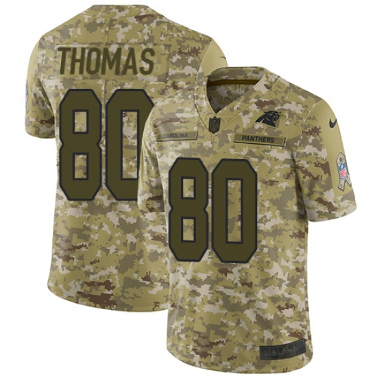 Men's Nike Carolina Panthers 80 Ian Thomas Limited Camo 2018 Salute to Service NFL Jersey