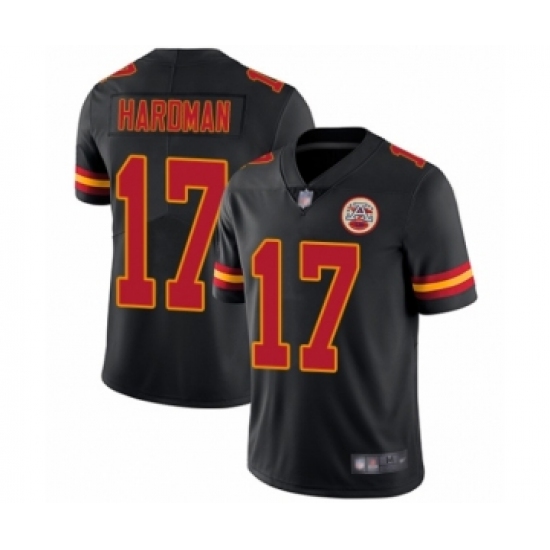 Men's Kansas City Chiefs 17 Mecole Hardman Limited Black Rush Vapor Untouchable Football Jersey
