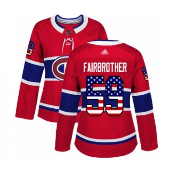 Women's Montreal Canadiens 59 Gianni Fairbrother Authentic Red USA Flag Fashion Hockey Jersey