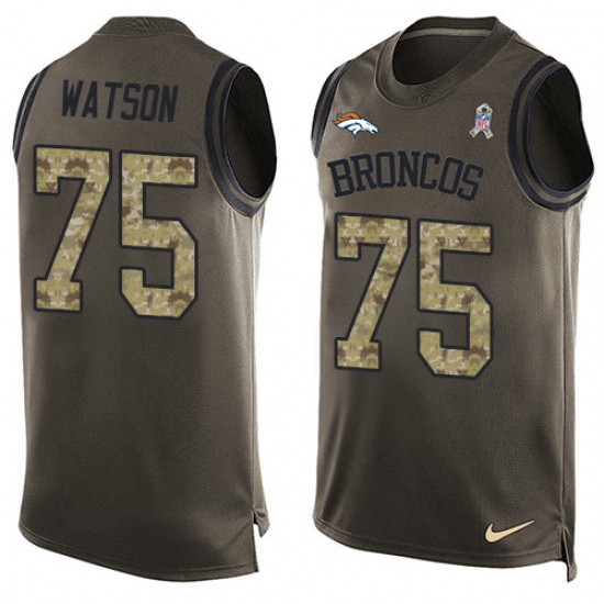 Men's Nike Denver Broncos 75 Menelik Watson Limited Green Salute to Service Tank Top NFL Jersey
