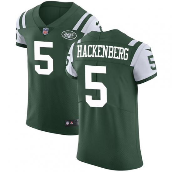 Men's Nike New York Jets 5 Christian Hackenberg Elite Green Team Color NFL Jersey