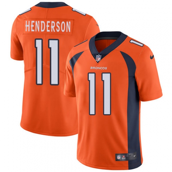 Youth Nike Denver Broncos 11 Carlos Henderson Orange Team Color Vapor Untouchable Limited Player NFL Jersey