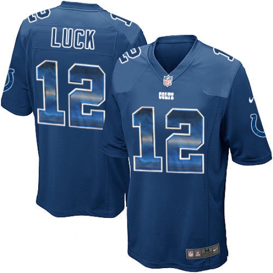 Men's Nike Indianapolis Colts 12 Andrew Luck Limited Royal Blue Strobe NFL Jersey