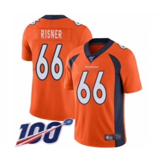 Men's Denver Broncos 66 Dalton Risner Orange Team Color Vapor Untouchable Limited Player 100th Season Football Jersey