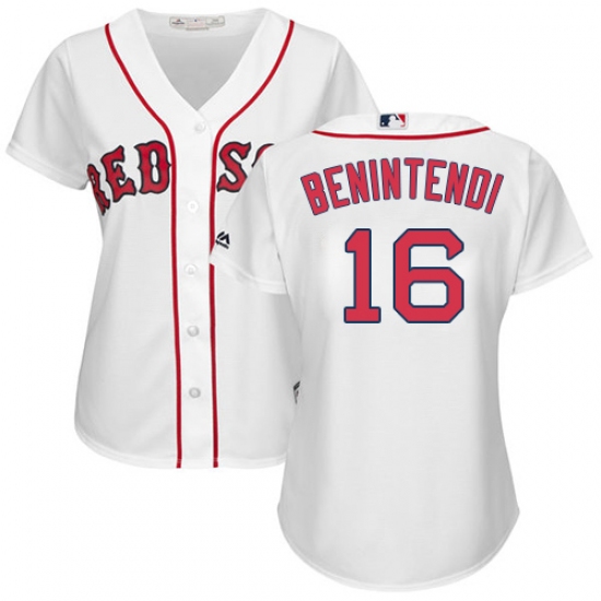 Women's Majestic Boston Red Sox 16 Andrew Benintendi Authentic White Home MLB Jersey