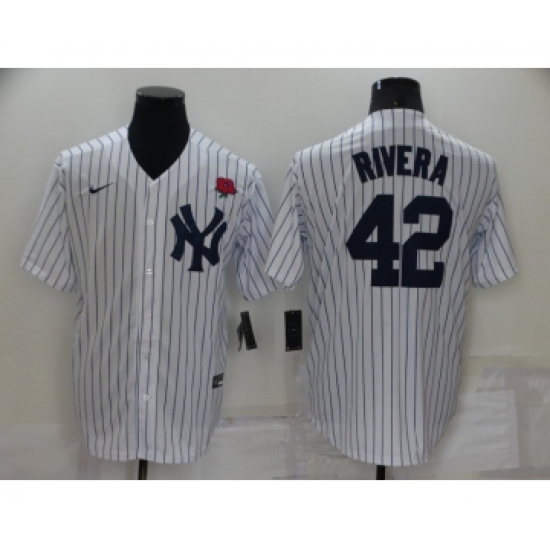 Men's New York Yankees 42 Mariano Rivera White Stitched Rose Nike Cool Base Throwback Jersey