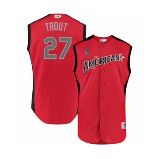 Youth Los Angeles Angels of Anaheim 27 Mike Trout Authentic Red American League 2019 Baseball All-Star Jersey