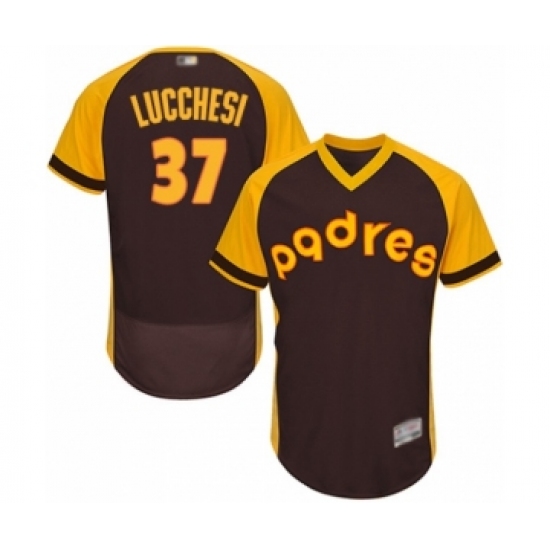 Men's San Diego Padres 37 Joey Lucchesi Brown Alternate Cooperstown Authentic Collection Flex Base Baseball Player Jersey