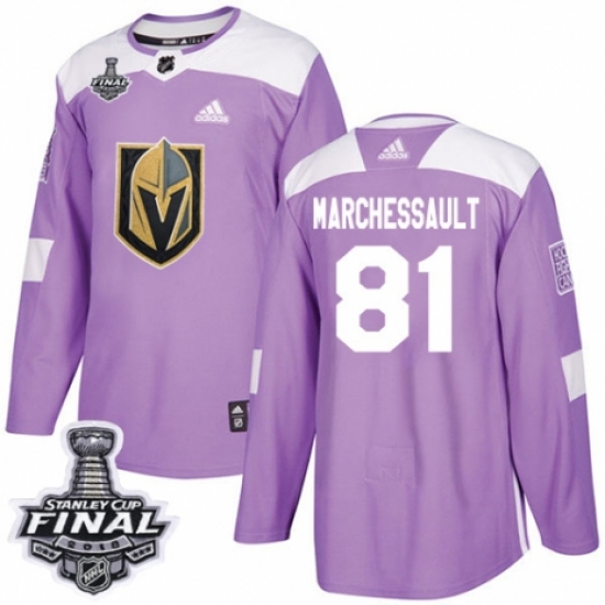Men's Adidas Vegas Golden Knights 81 Jonathan Marchessault Authentic Purple Fights Cancer Practice 2018 Stanley Cup Final NHL Jersey