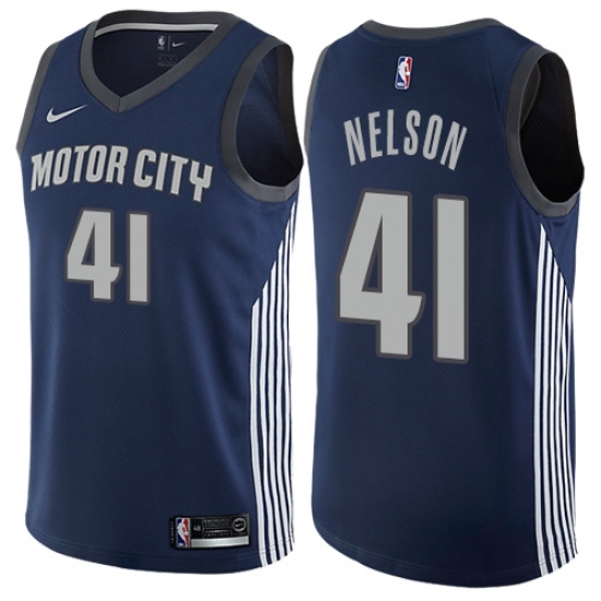 Youth Nike Detroit Pistons 41 Jameer Nelson Swingman Navy Blue NBA Jersey - City Edition