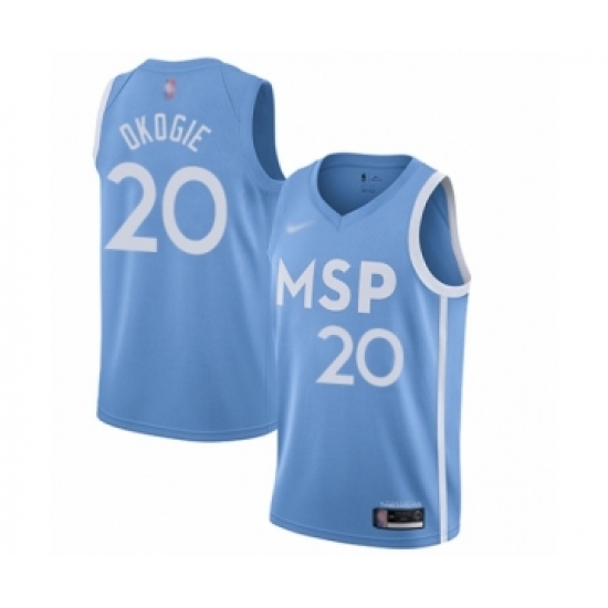 Men's Minnesota Timberwolves 20 Josh Okogie Swingman Blue Basketball Jersey - 2019 20 City Edition