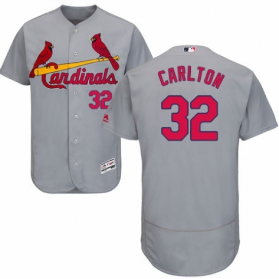 Men's Majestic St. Louis Cardinals 32 Steve Carlton Grey Road Flex Base Authentic Collection MLB Jersey