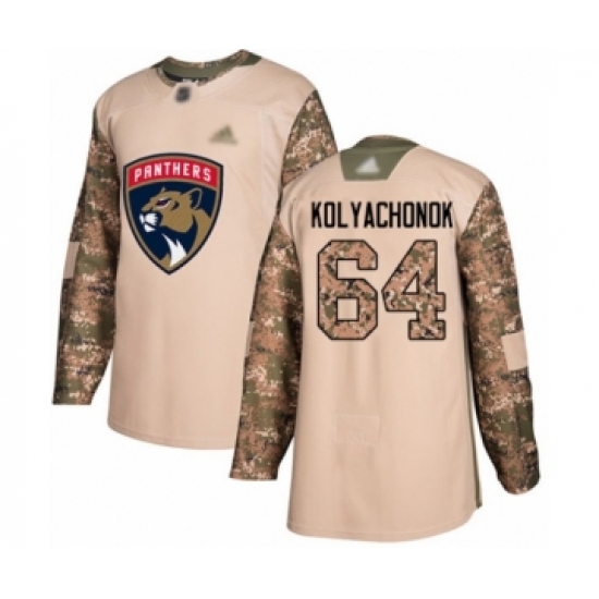 Youth Florida Panthers 64 Vladislav Kolyachonok Authentic Camo Veterans Day Practice Hockey Jersey