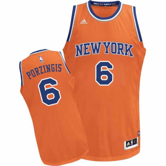 Youth Adidas New York Knicks 6 Kristaps Porzingis Swingman Orange Alternate NBA Jersey