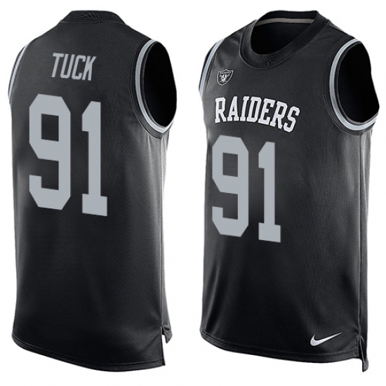 Men's Nike Oakland Raiders 91 Shilique Calhoun Limited Black Player Name & Number Tank Top NFL Jersey