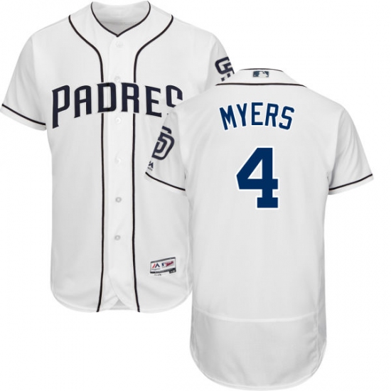Men's Majestic San Diego Padres 4 Wil Myers White Home Flex Base Authentic Collection MLB Jersey
