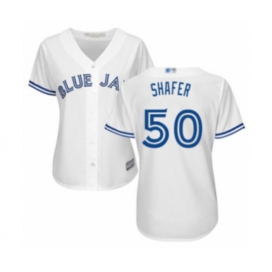 Women's Toronto Blue Jays 50 Justin Shafer Authentic White Home Baseball Player Jersey