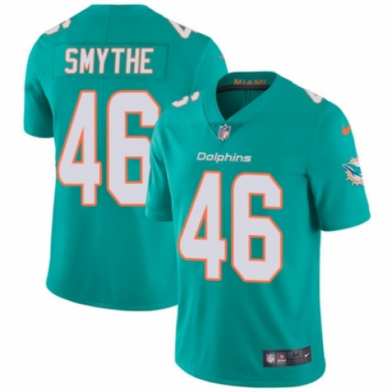 Men's Nike Miami Dolphins 46 Durham Smythe Aqua Green Team Color Vapor Untouchable Limited Player NFL Jersey