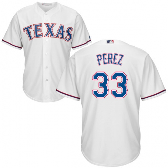 Men's Majestic Texas Rangers 33 Martin Perez Replica White Home Cool Base MLB Jersey