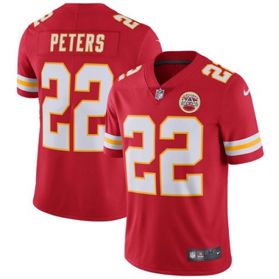 Men's Nike Kansas City Chiefs 22 Marcus Peters Red Team Color Vapor Untouchable Limited Player NFL Jersey