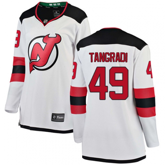 Women's New Jersey Devils 49 Eric Tangradi Fanatics Branded White Away Breakaway NHL Jersey