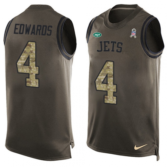 Men's Nike New York Jets 4 Lac Edwards Limited Green Salute to Service Tank Top NFL Jersey