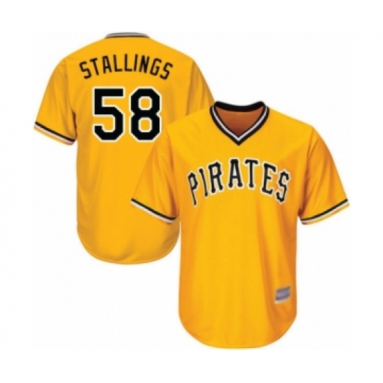 Youth Pittsburgh Pirates 58 Jacob Stallings Authentic Gold Alternate Cool Base Baseball Player Jersey
