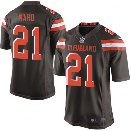 Men's Nike Cleveland Browns 21 Denzel Ward Game Brown Team Color NFL Jersey