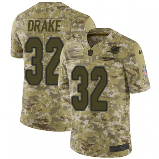 Men's Nike Miami Dolphins 32 Kenyan Drake Limited Camo 2018 Salute to Service NFL Jersey