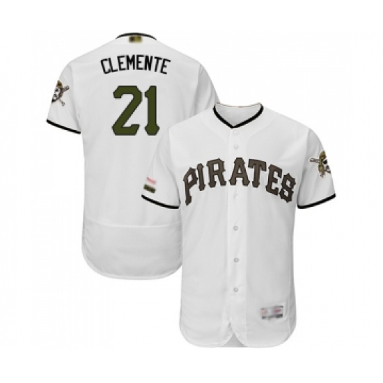 Men's Pittsburgh Pirates 21 Roberto Clemente White Alternate Authentic Collection Flex Base Baseball Jersey