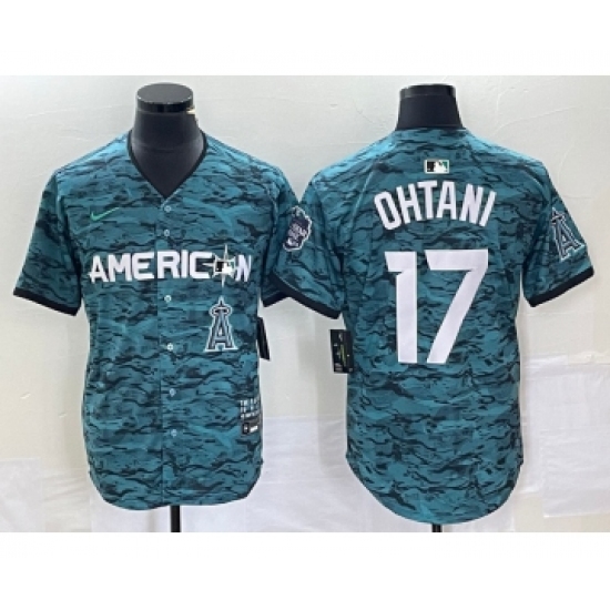 Men's Nike Los Angeles Angels 17 Shohei Ohtani Teal 2023 All Star Cool Base Stitched Jersey