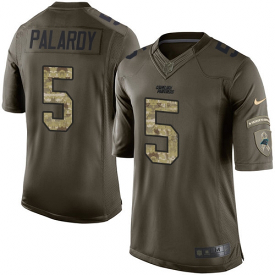 Men's Nike Carolina Panthers 5 Michael Palardy Elite Green Salute to Service NFL Jersey