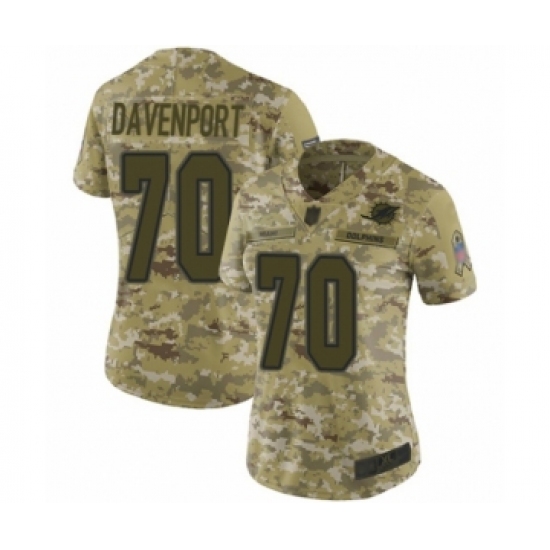 Women's Miami Dolphins 70 Julie'n Davenport Limited Camo 2018 Salute to Service Football Jersey