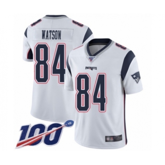 Men's New England Patriots 84 Benjamin Watson White Vapor Untouchable Limited Player 100th Season Football Jersey