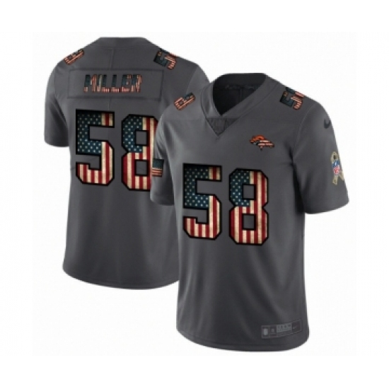 Men's Denver Broncos 58 Von Miller Limited Black USA Flag 2019 Salute To Service Football Jersey