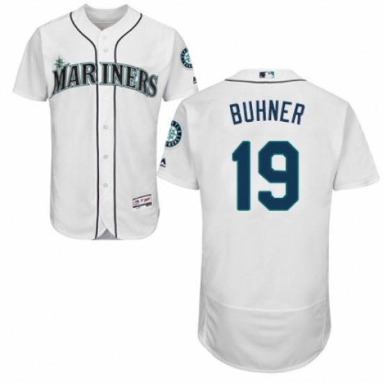 Men's Majestic Seattle Mariners 19 Jay Buhner White Home Flex Base Authentic Collection MLB Jersey