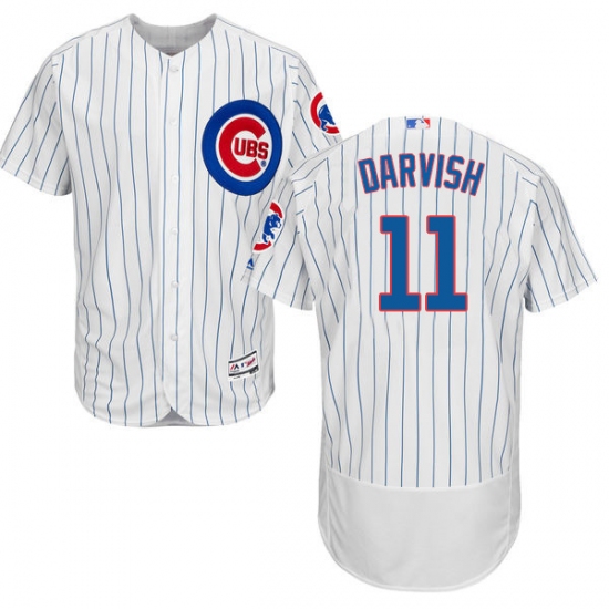 Men's Majestic Chicago Cubs 11 Yu Darvish White Home Flex Base Authentic Collection MLB Jersey