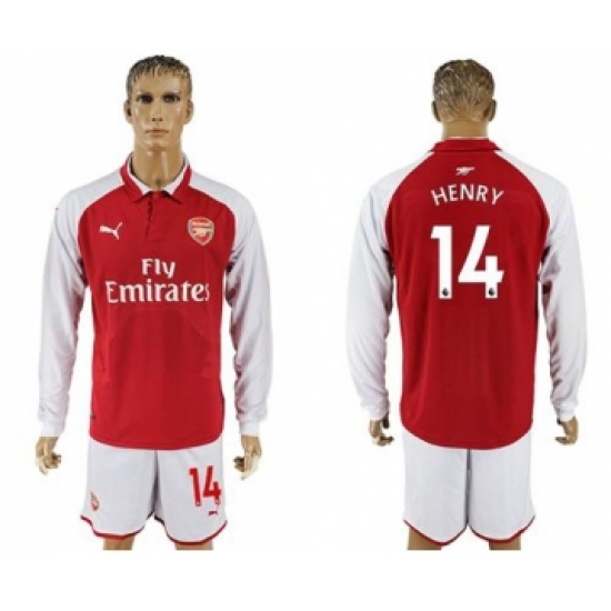 Arsenal 14 Henry Red Home Long Sleeves Soccer Club Jersey