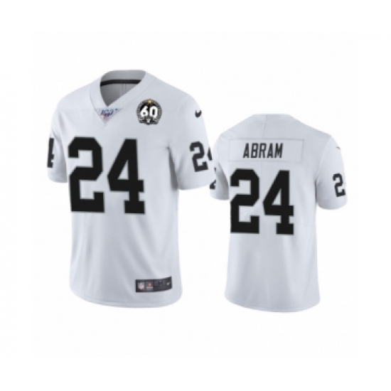 Men's Oakland Raiders 24 Johnathan Abram White 60th Anniversary Vapor Untouchable Limited Player 100th Season Football Jersey