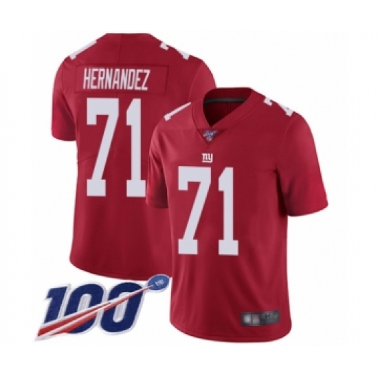 Men's New York Giants 71 Will Hernandez Red Limited Red Inverted Legend 100th Season Football Jersey