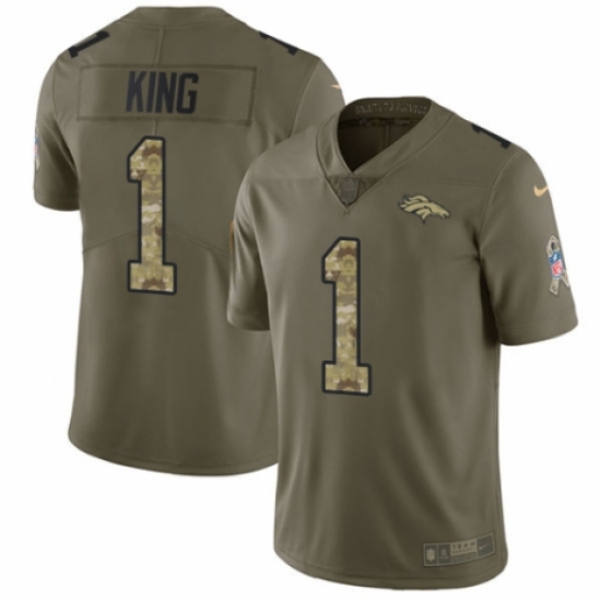 Youth Nike Denver Broncos 1 Marquette King Limited Olive/Camo 2017 Salute to Service NFL Jersey