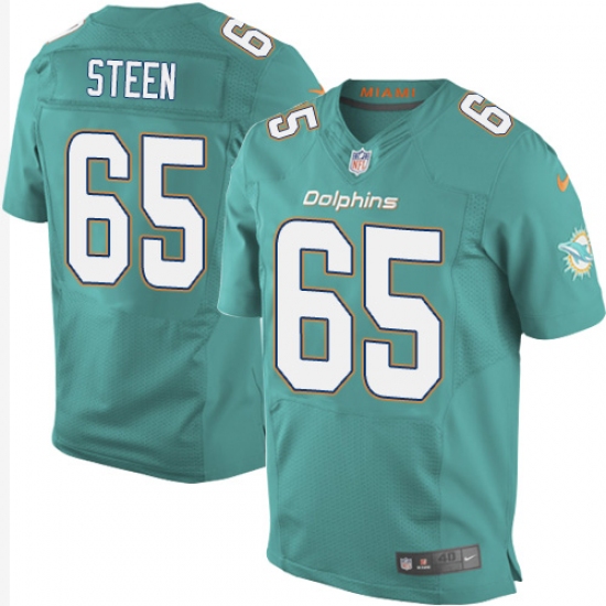 Men's Nike Miami Dolphins 65 Anthony Steen Elite Aqua Green Team Color NFL Jersey