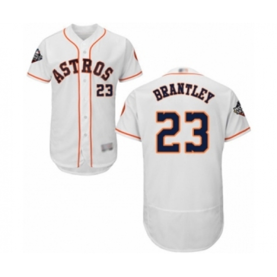 Men's Houston Astros 23 Michael Brantley White Home Flex Base Authentic Collection 2019 World Series Bound Baseball Jersey