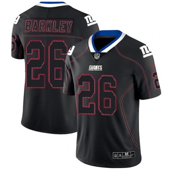 Men's Nike New York Giants 26 Saquon Barkley Limited Lights Out Black Rush NFL Jersey