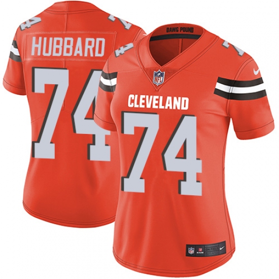 Women's Nike Cleveland Browns 74 Chris Hubbard Orange Alternate Vapor Untouchable Limited Player NFL Jersey