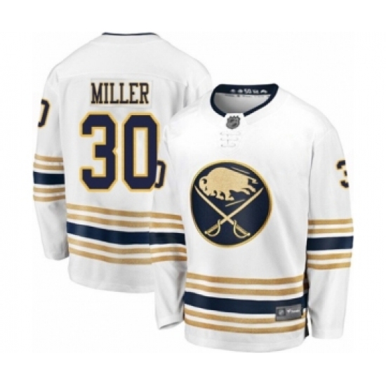 Men's Buffalo Sabres 30 Ryan Miller Fanatics Branded White 50th Season Breakaway Hockey Jersey - Click Image to Close