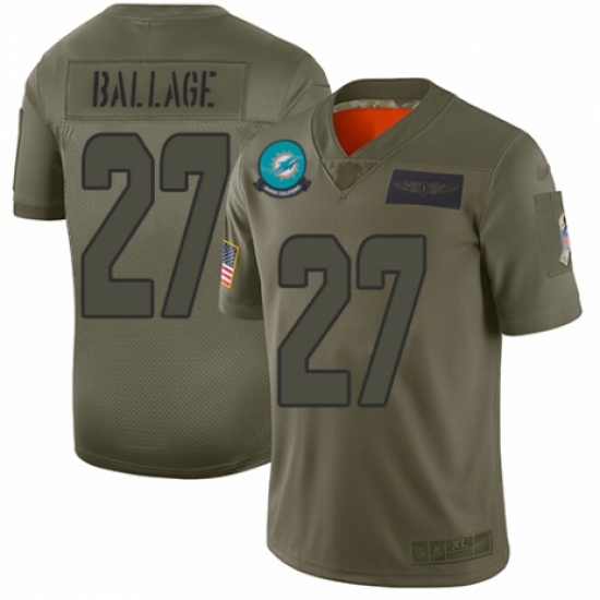 Women's Miami Dolphins 27 Kalen Ballage Limited Camo 2019 Salute to Service Football Jersey