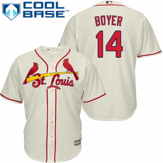 Youth Majestic St. Louis Cardinals 14 Ken Boyer Authentic Cream Alternate Cool Base MLB Jersey